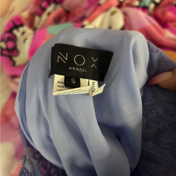 Glitter-Corset Long Prom Dress: Nox Anabel in Periwinkle size 8 - Picture 6 of 6